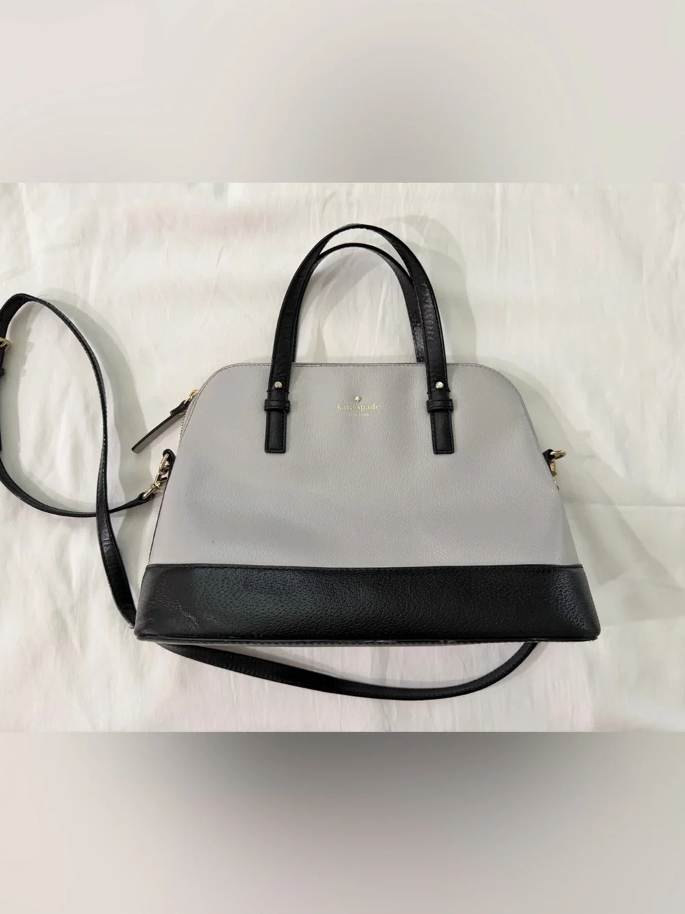 kate spade Gray and Black Dome Satchel with Crossbody Strap
